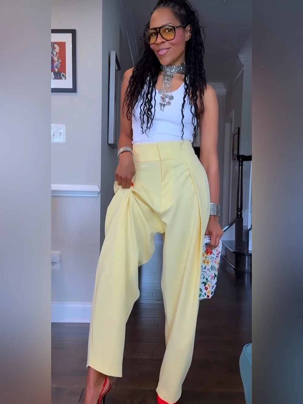 NWT. Zara Butter-Yellow Pleated Balloon High-Waisted Pants/Trousers. Size S.